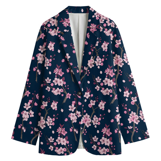 Pink Sakura Cherry Blossom Pattern Print Women's Blazer