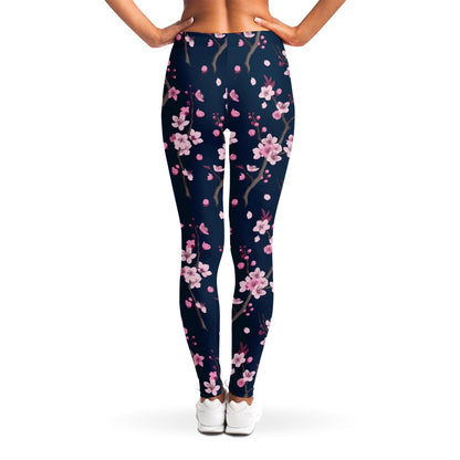 Pink Sakura Cherry Blossom Pattern Print Women's Leggings