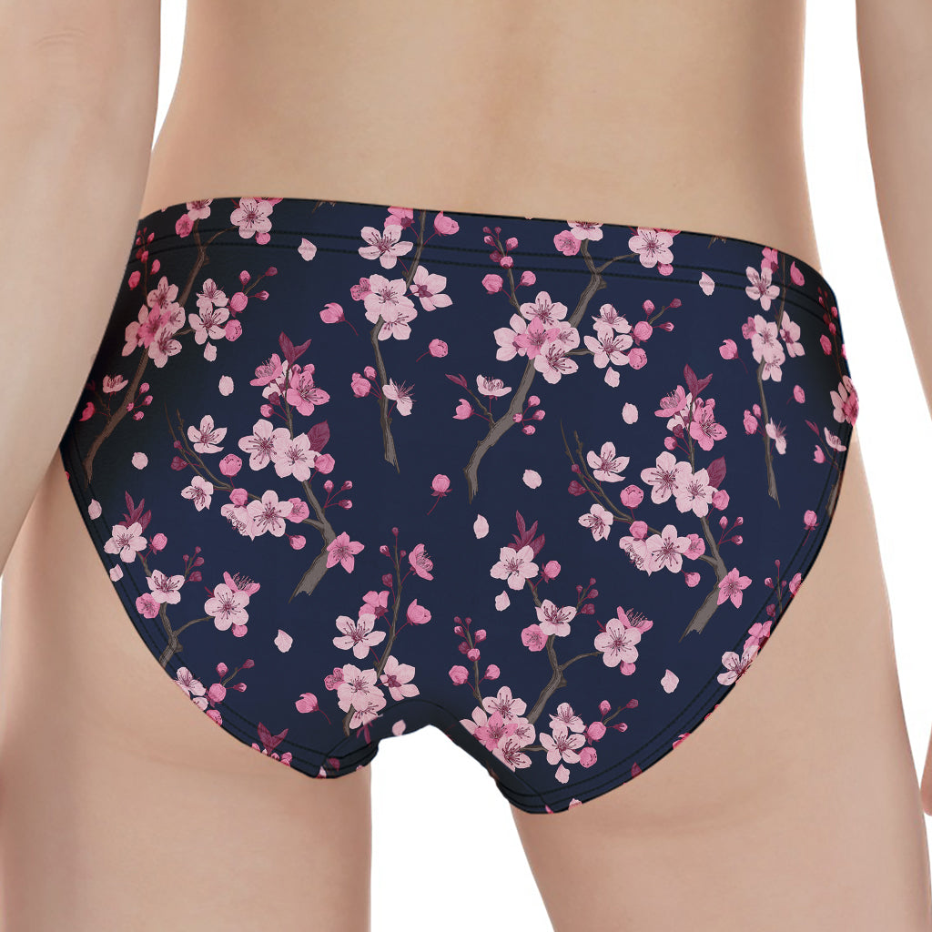 Pink Sakura Cherry Blossom Pattern Print Women's Panties