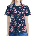 Pink Sakura Cherry Blossom Pattern Print Women's Polo Shirt