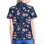 Pink Sakura Cherry Blossom Pattern Print Women's Polo Shirt