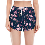 Pink Sakura Cherry Blossom Pattern Print Women's Split Running Shorts