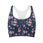 Pink Sakura Cherry Blossom Pattern Print Women's Sports Bra