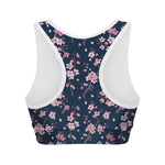 Pink Sakura Cherry Blossom Pattern Print Women's Sports Bra