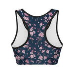 Pink Sakura Cherry Blossom Pattern Print Women's Sports Bra