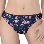 Pink Sakura Cherry Blossom Pattern Print Women's Thong
