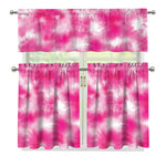Pink Shibori Tie Dye Print 3 Piece Kitchen Curtains