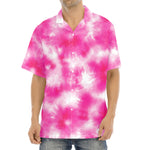 Pink Shibori Tie Dye Print Aloha Shirt