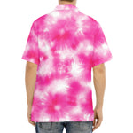 Pink Shibori Tie Dye Print Aloha Shirt