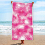 Pink Shibori Tie Dye Print Beach Towel