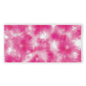 Pink Shibori Tie Dye Print Beach Towel