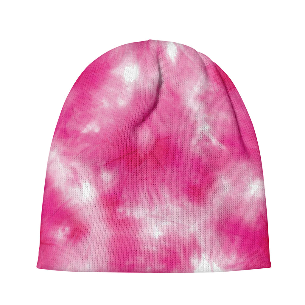 Pink Shibori Tie Dye Print Beanie