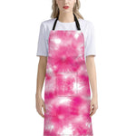 Pink Shibori Tie Dye Print Bib Apron With Pocket