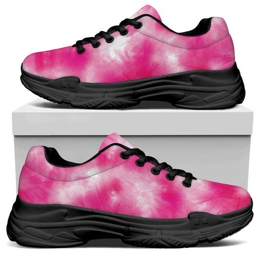 Pink Shibori Tie Dye Print Black Chunky Shoes