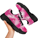 Pink Shibori Tie Dye Print Black Chunky Shoes
