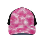 Pink Shibori Tie Dye Print Black Mesh Trucker Cap