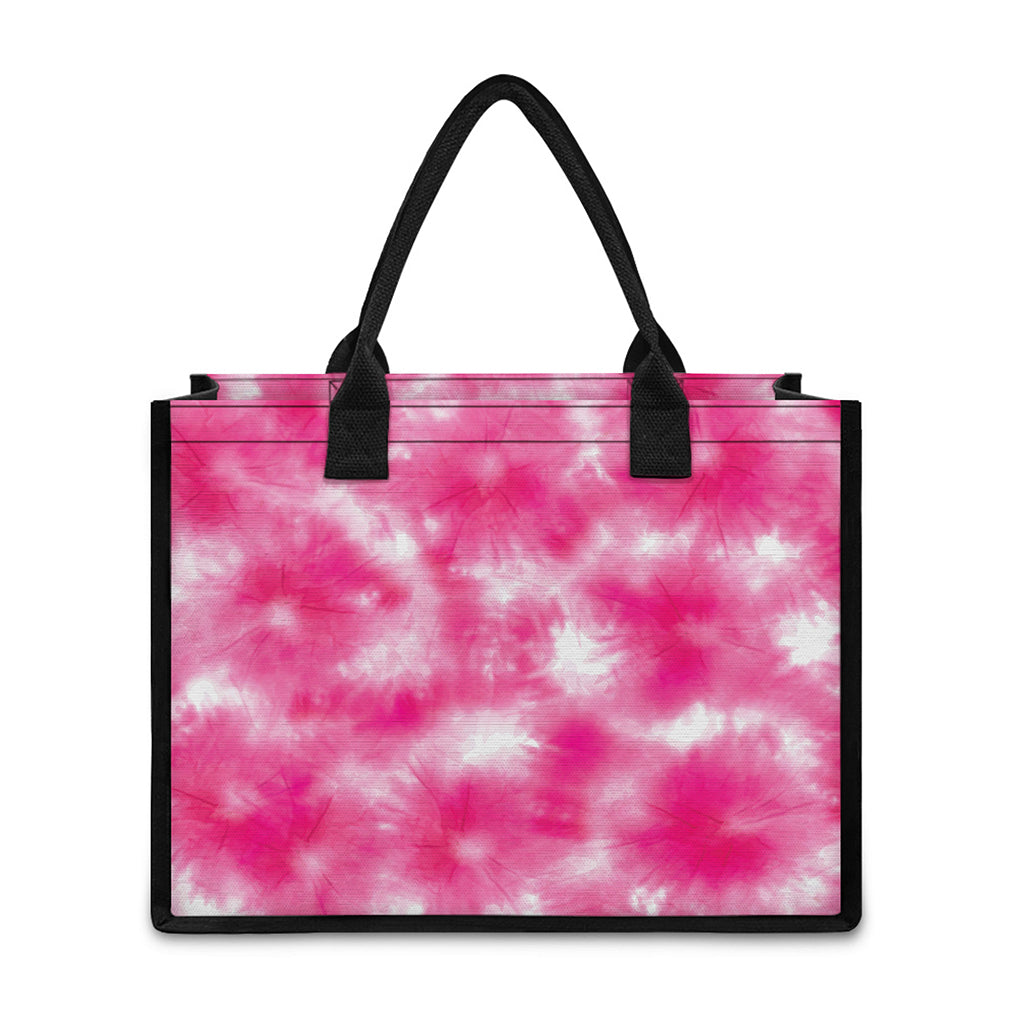 Pink Shibori Tie Dye Print Canvas Tote Bag