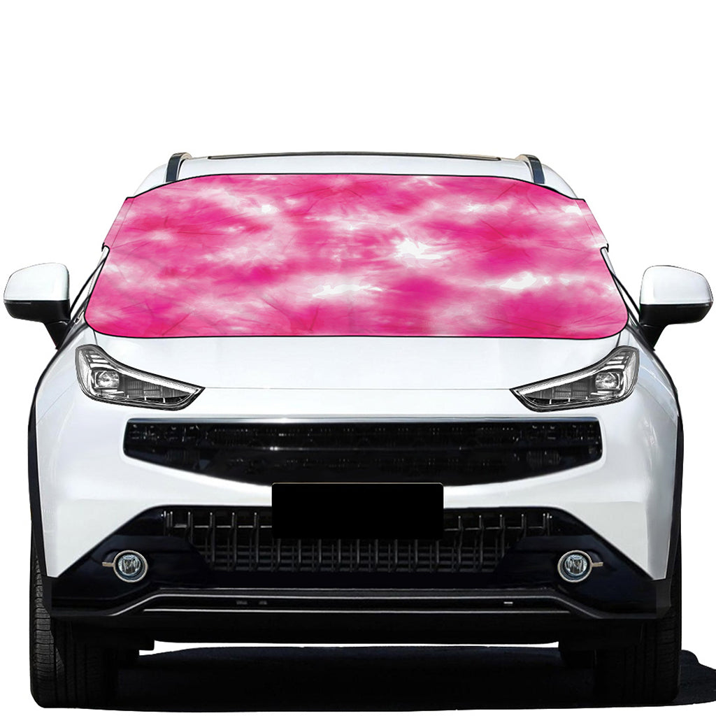 Pink Shibori Tie Dye Print Car Windshield Snow Cover