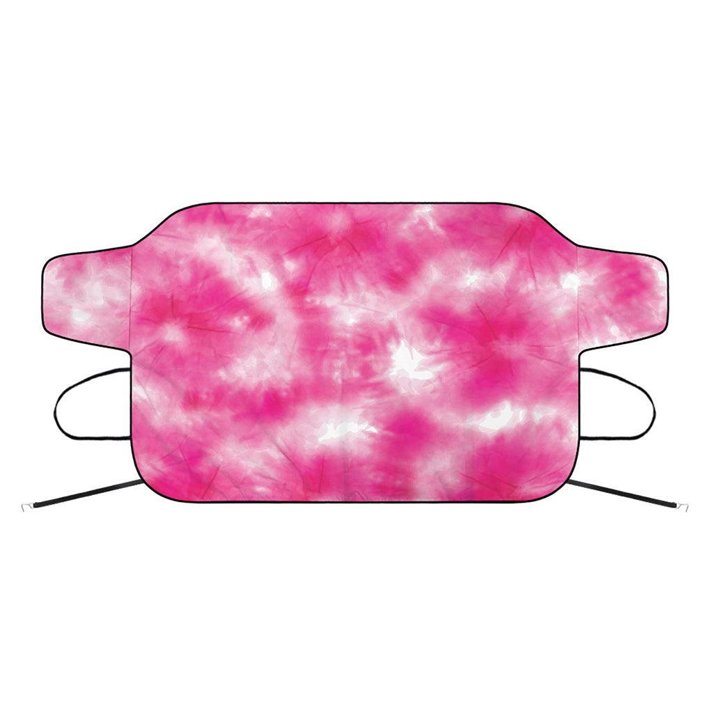 Pink Shibori Tie Dye Print Car Windshield Snow Cover