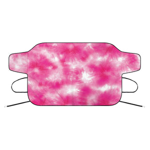 Pink Shibori Tie Dye Print Car Windshield Snow Cover