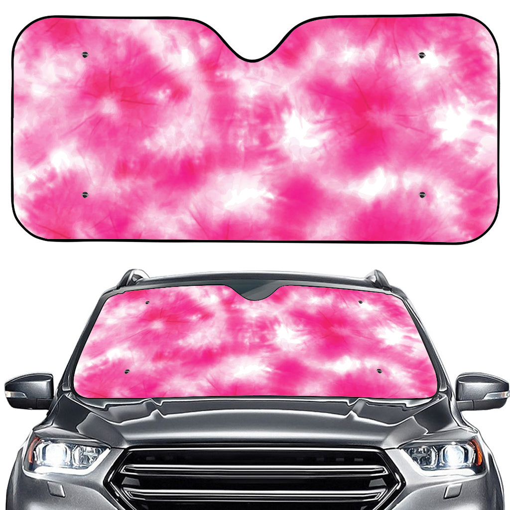 Pink Shibori Tie Dye Print Car Windshield Sun Shade