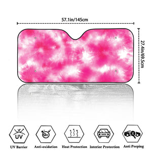 Pink Shibori Tie Dye Print Car Windshield Sun Shade