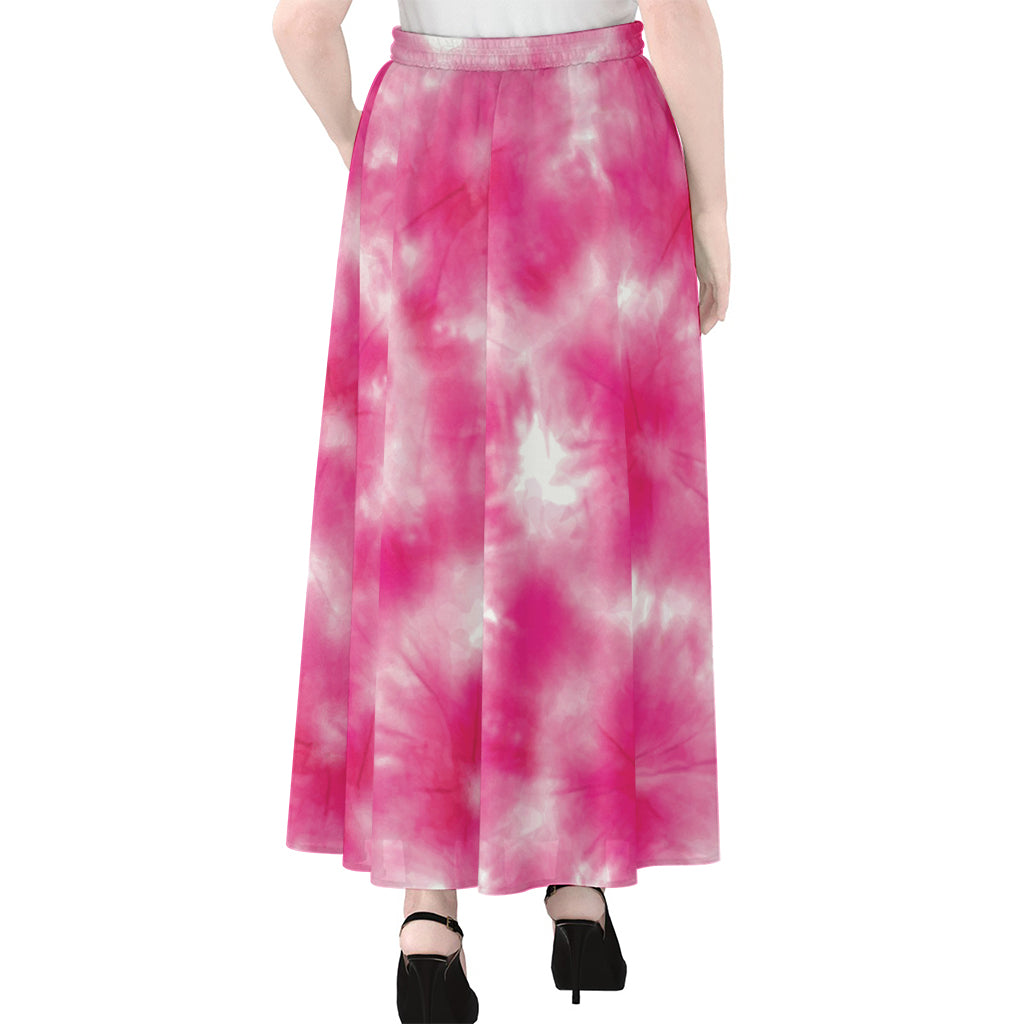 Pink Shibori Tie Dye Print Chiffon Maxi Skirt