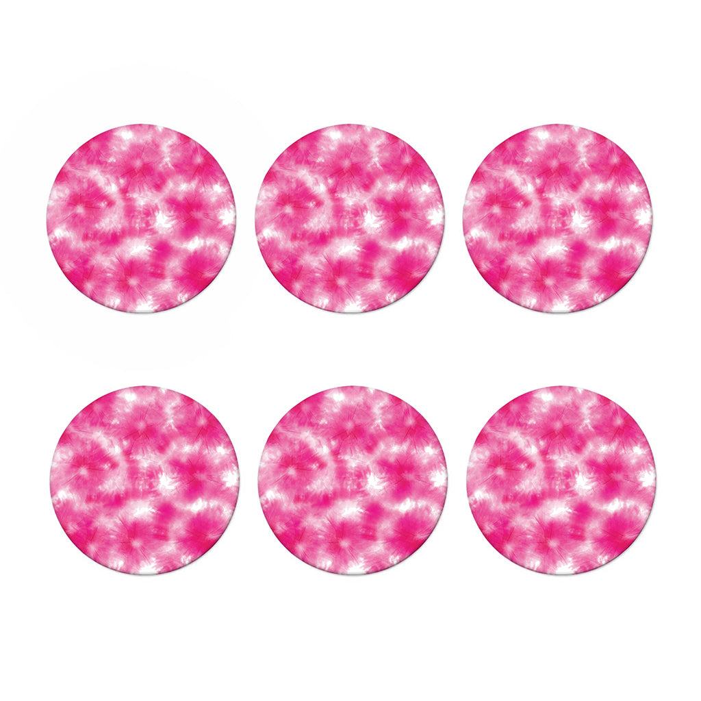Pink Shibori Tie Dye Print Coaster Set