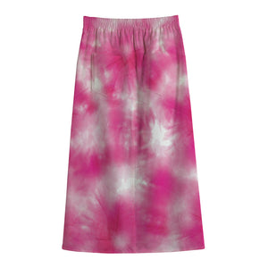 Pink Shibori Tie Dye Print Cotton Front Slit Maxi Skirt