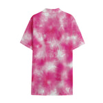 Pink Shibori Tie Dye Print Cotton Hawaiian Shirt