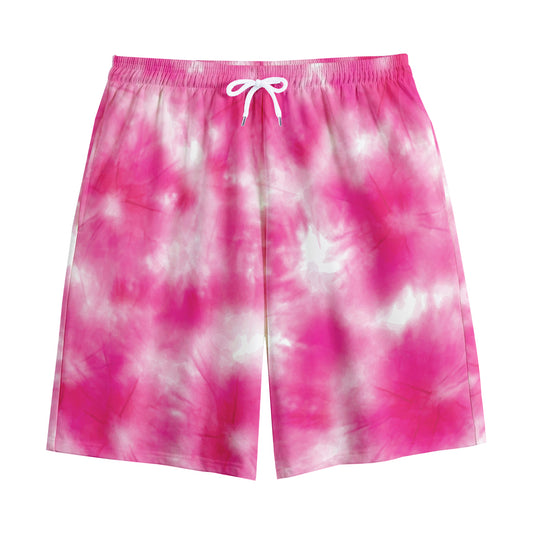 Pink Shibori Tie Dye Print Cotton Shorts