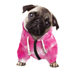 Pink Shibori Tie Dye Print Dog Zip Up Hoodie