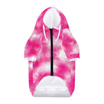 Pink Shibori Tie Dye Print Dog Zip Up Hoodie