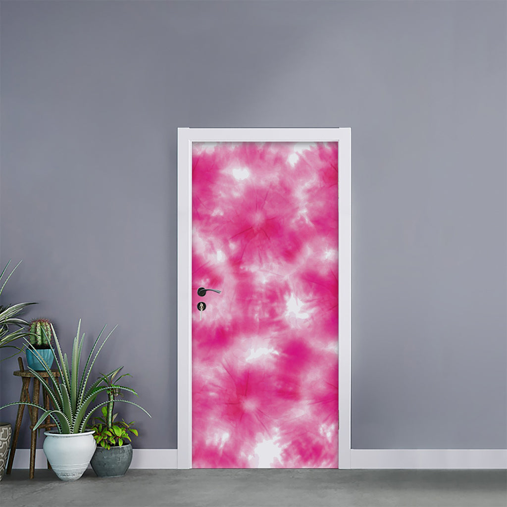 Pink Shibori Tie Dye Print Door Sticker