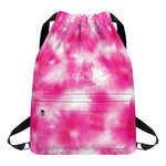 Pink Shibori Tie Dye Print Drawstring Backpack