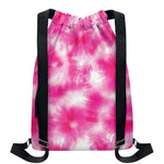 Pink Shibori Tie Dye Print Drawstring Backpack