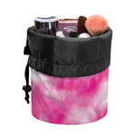 Pink Shibori Tie Dye Print Drawstring Makeup Bag
