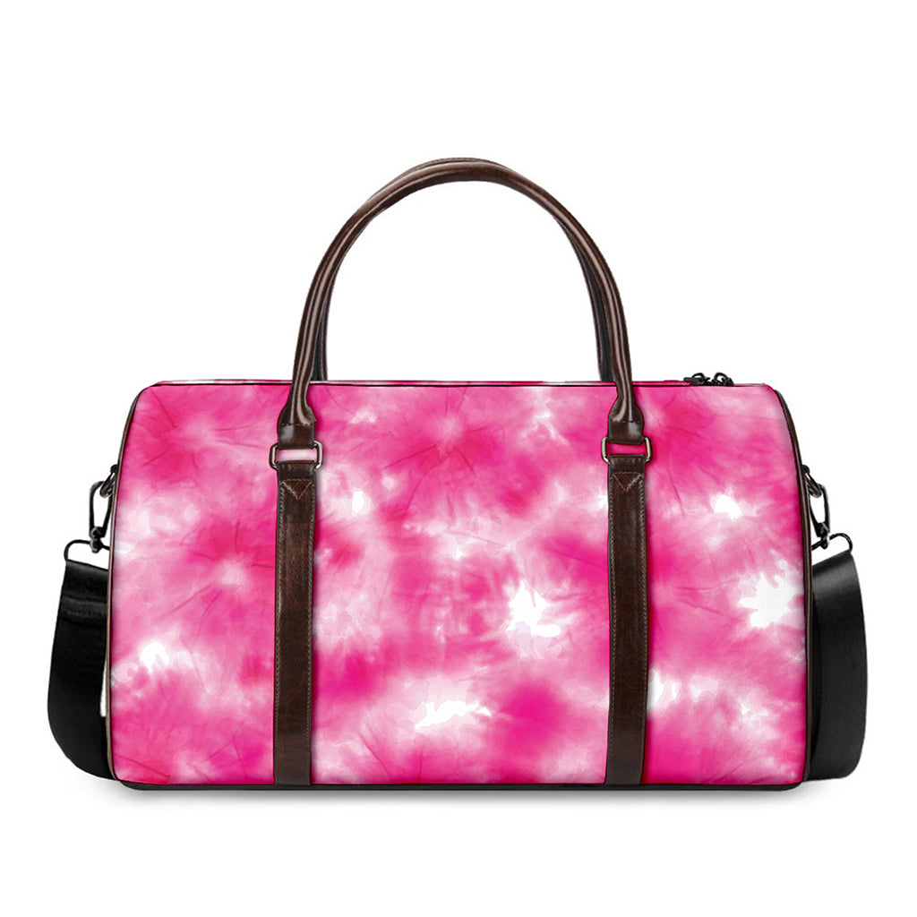 Pink Shibori Tie Dye Print Duffle Bag