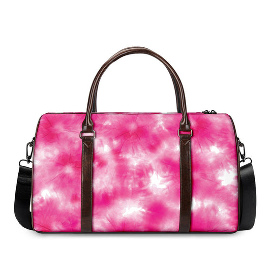 Pink Shibori Tie Dye Print Duffle Bag