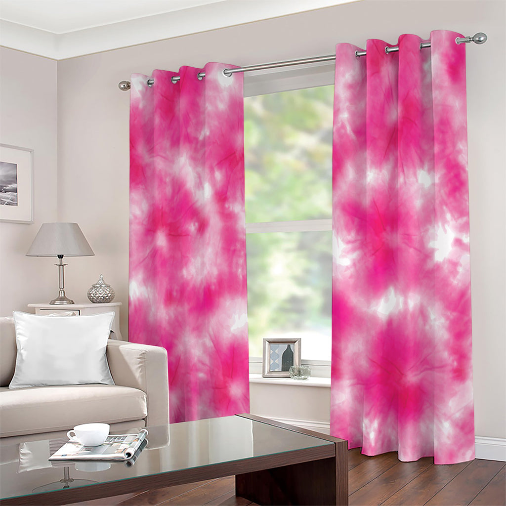 Pink Shibori Tie Dye Print Extra Wide Grommet Curtains