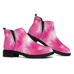 Pink Shibori Tie Dye Print Flat Ankle Boots