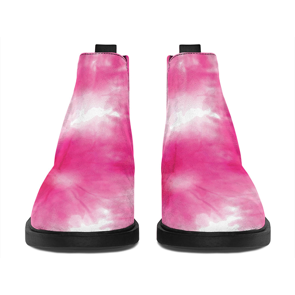 Pink Shibori Tie Dye Print Flat Ankle Boots