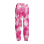 Pink Shibori Tie Dye Print Fleece Lined Knit Pants
