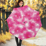 Pink Shibori Tie Dye Print Foldable Umbrella