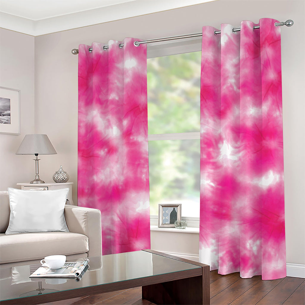 Pink Shibori Tie Dye Print Grommet Curtains