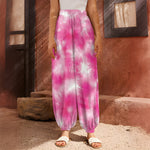 Pink Shibori Tie Dye Print Harem Pants