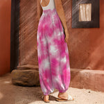 Pink Shibori Tie Dye Print Harem Pants