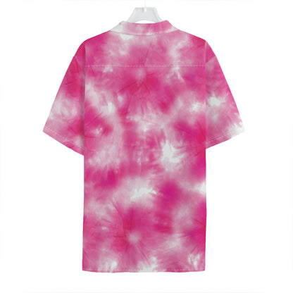 Pink Shibori Tie Dye Print Hawaiian Shirt