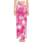 Pink Shibori Tie Dye Print High Slit Maxi Skirt