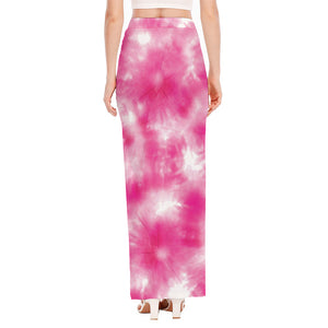 Pink Shibori Tie Dye Print High Slit Maxi Skirt